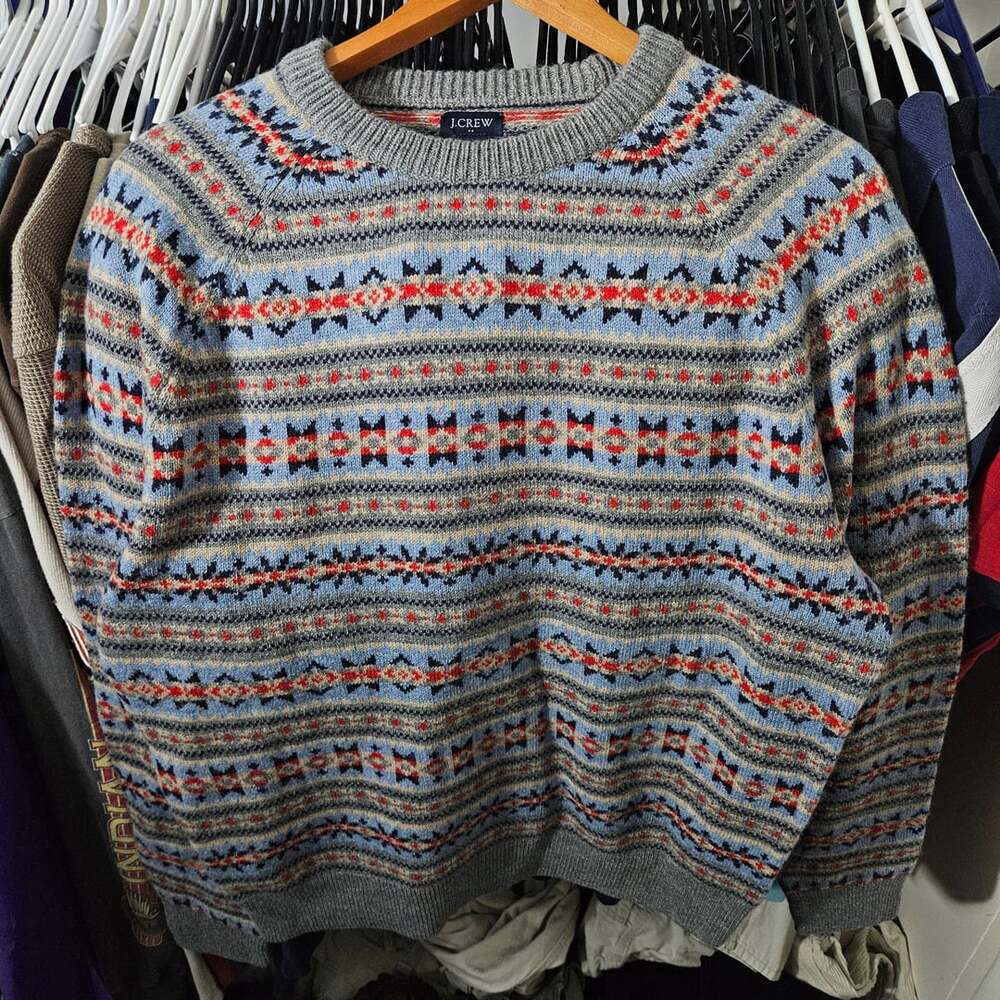 J.Crew Fair Isle Lambswool Crewneck Sweater Size M